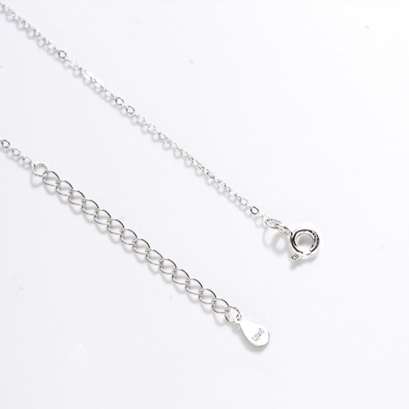 Collier porte-bonheur en argent sterling 925 avec agate blanche et personnage Fu