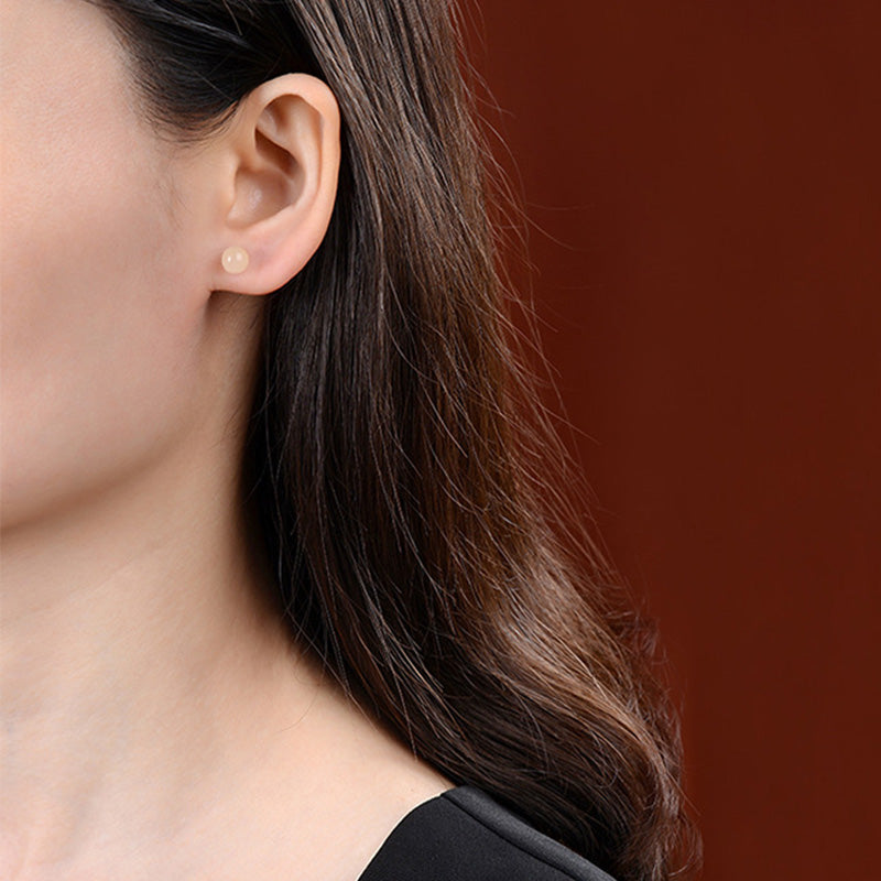 Boucles d'oreilles à tige en argent sterling 925 et jade blanc de 6 mm à 10 mm