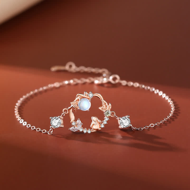 Collier en argent sterling 925 avec pierre de lune Année du lapin