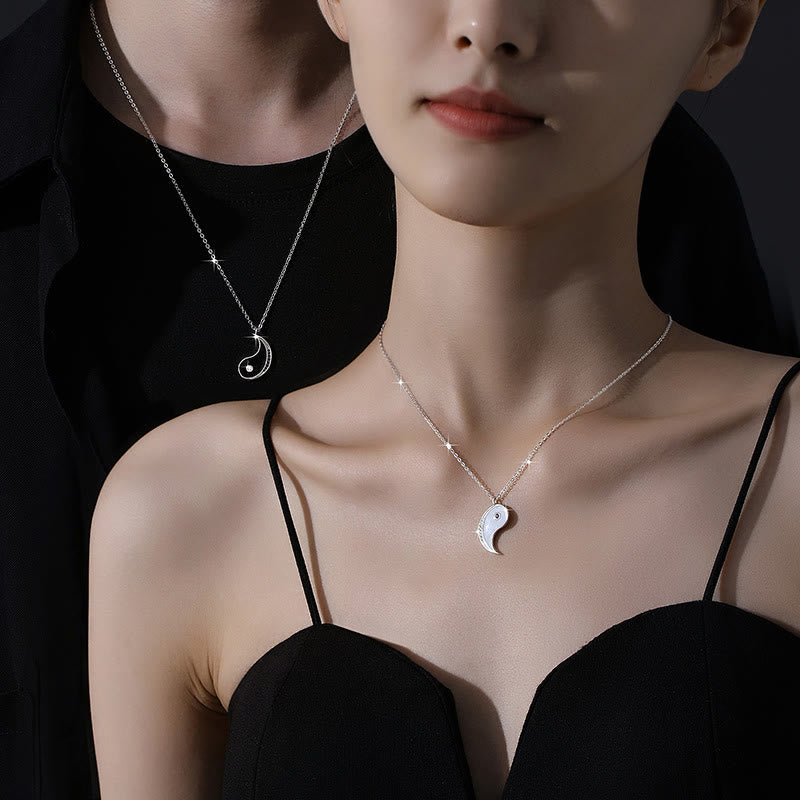 Collier pendentif harmonie Yin Yang en argent sterling 925