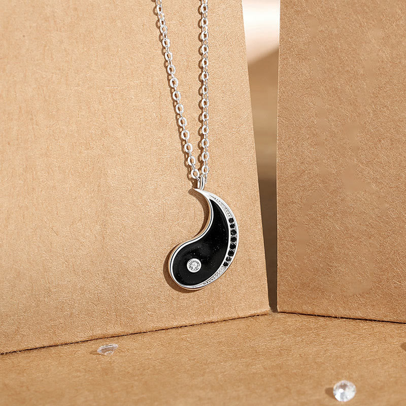 Collier pendentif harmonie Yin Yang en argent sterling 925