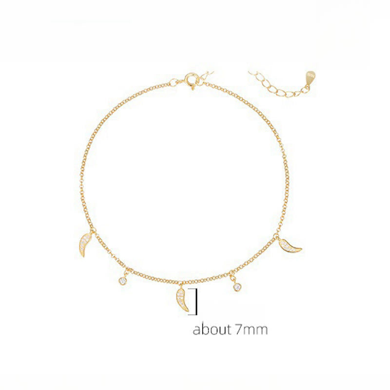 Breloque de cheville spirituelle en argent sterling 925 et zircon