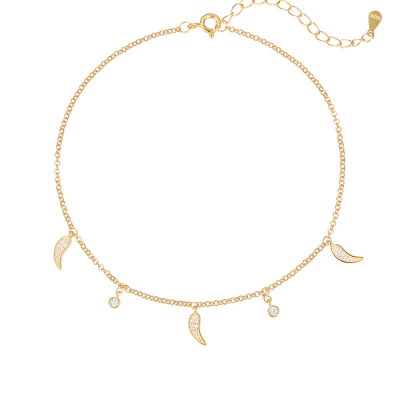 Breloque de cheville spirituelle en argent sterling 925 et zircon