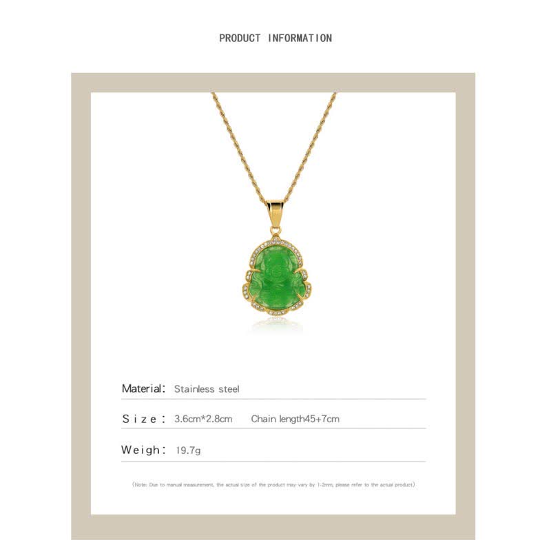 Collier de prospérité en jade Feng Shui Bouddha rieur
