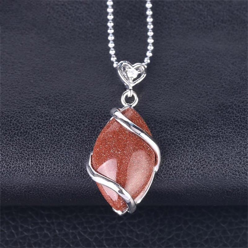Amethyst Necklace with Natural Marquise Crystal Pendant