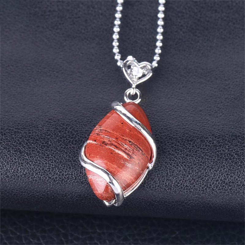 Amethyst Necklace with Natural Marquise Crystal Pendant