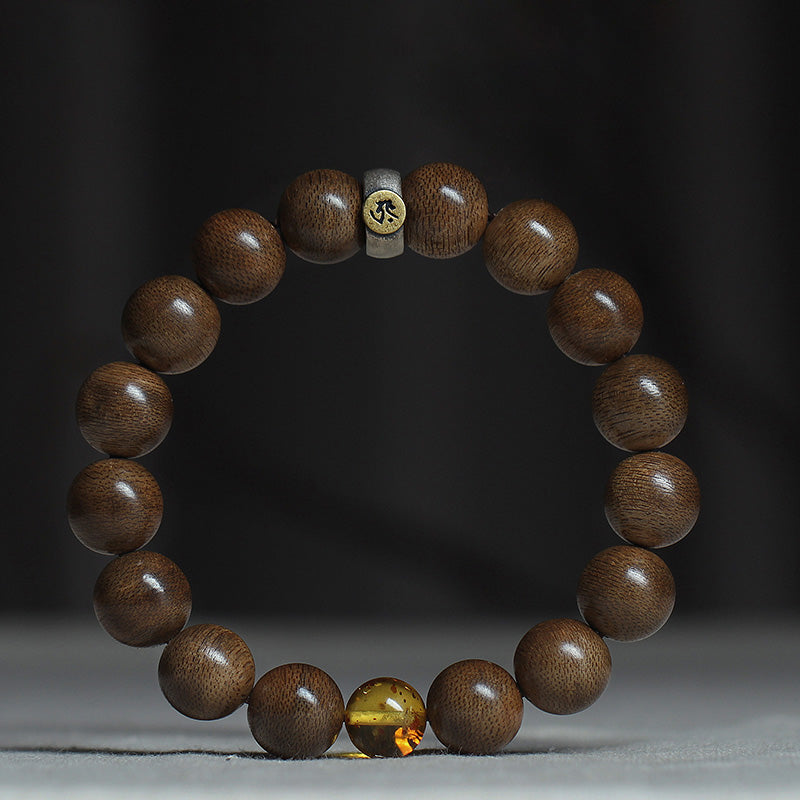 Chinese Zodiac Agate & Agarwood Bracelet 10mm Meditation
