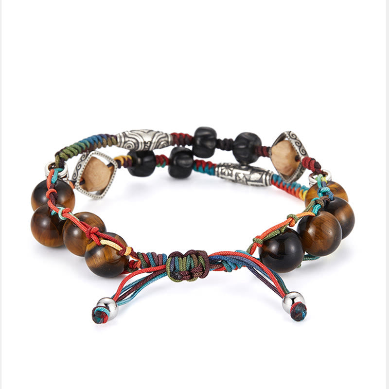 Bracelet courage en argent sterling œil de tigre fait main Bodhi Seed