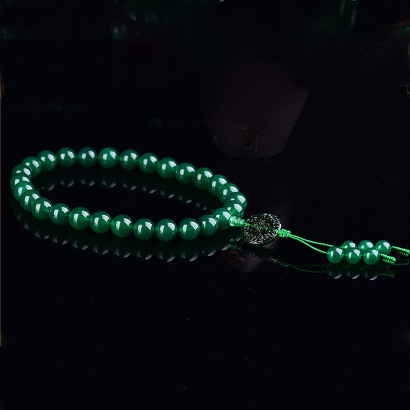 12mm Green Agate Mala Bracelet for Manifestation & Success