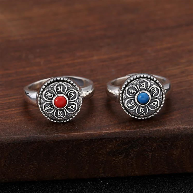 Bague réglable en cuivre Om Mani Padme Hum Paix spirituelle