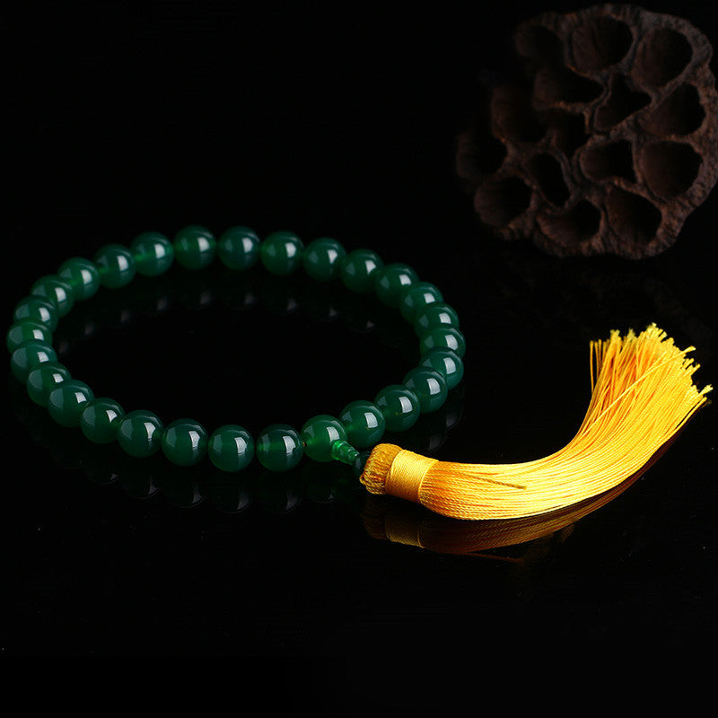 Green Agate Wrist Mala 10mm | Power & Success Bracelet