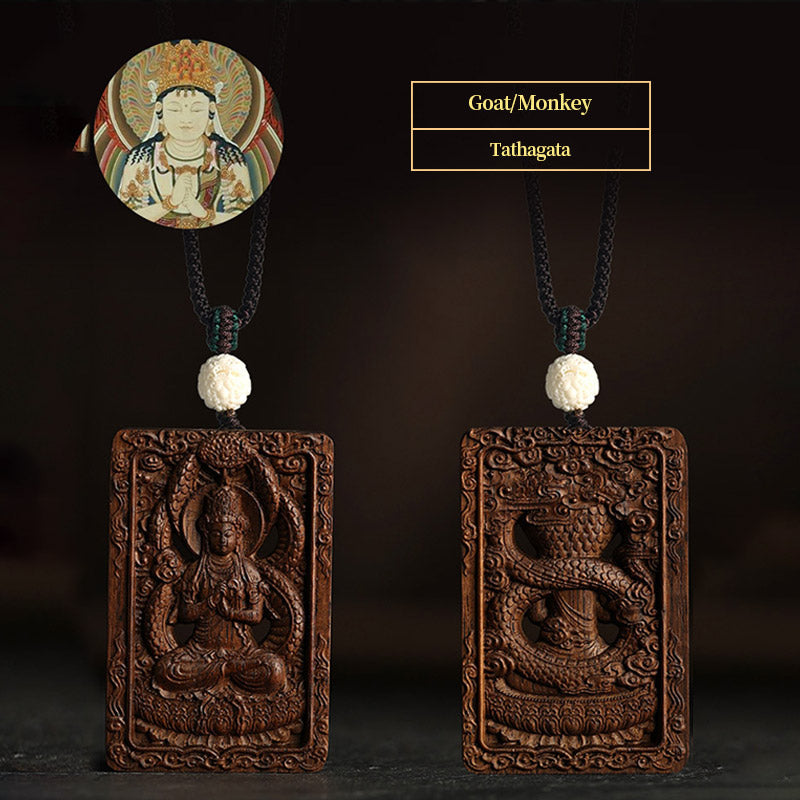 Chinese Zodiac Agarwood PiXiu Dragon Peace Necklace Pendant
