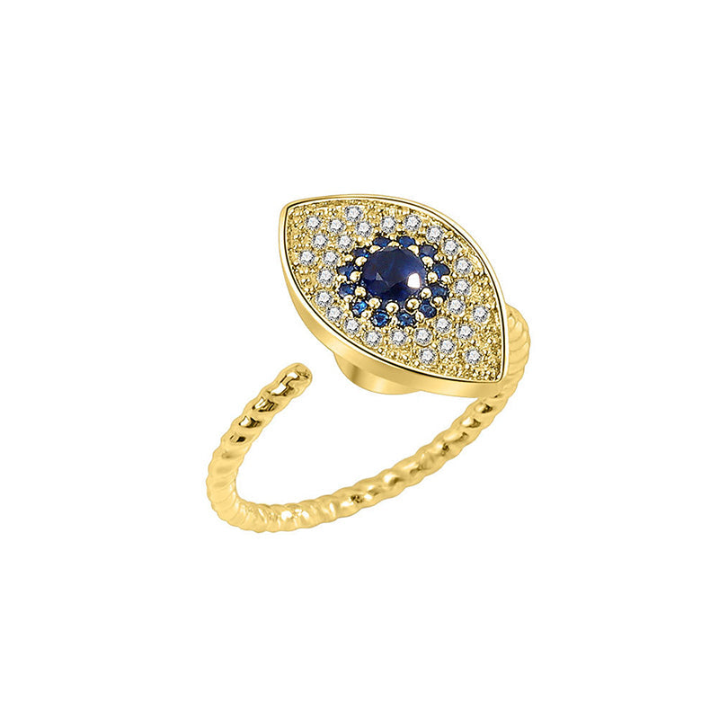 Adjustable 925 Sterling Silver Evil Eye Protection Ring