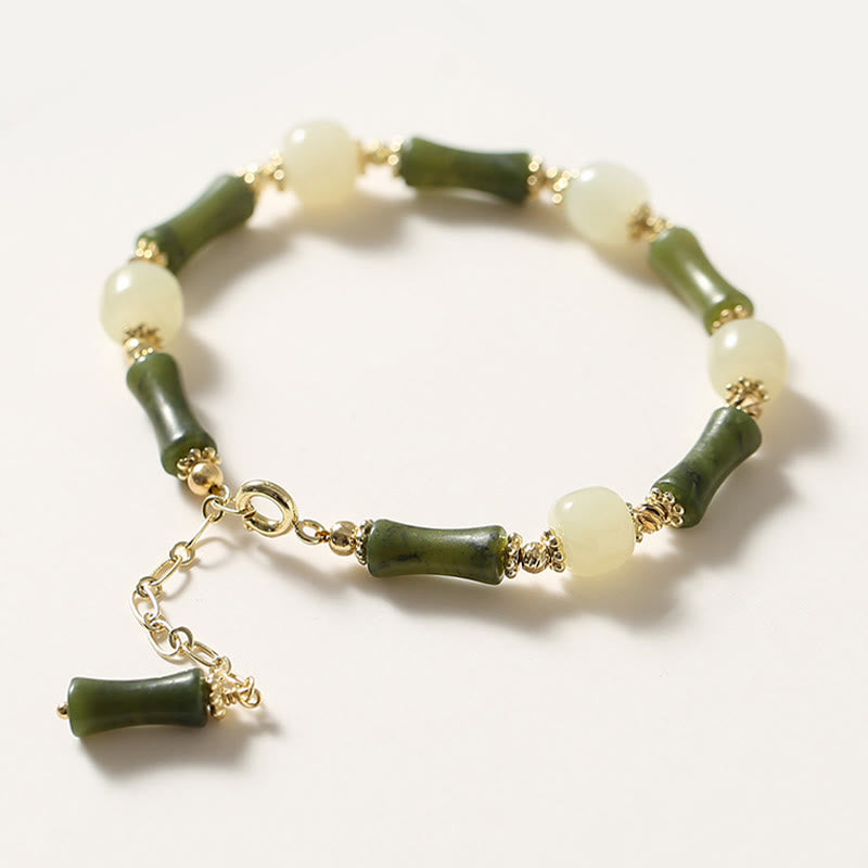 Glass Bead Bamboo Luck Strength Spiritual Bracelet