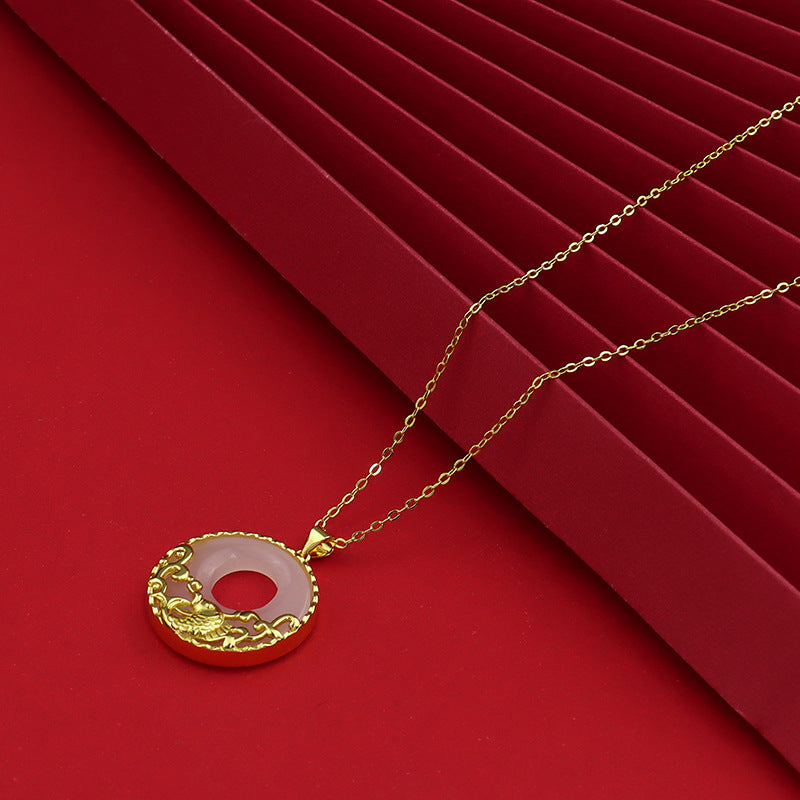 Collier de poisson koï en jade blanc pour la prospérité et la protection