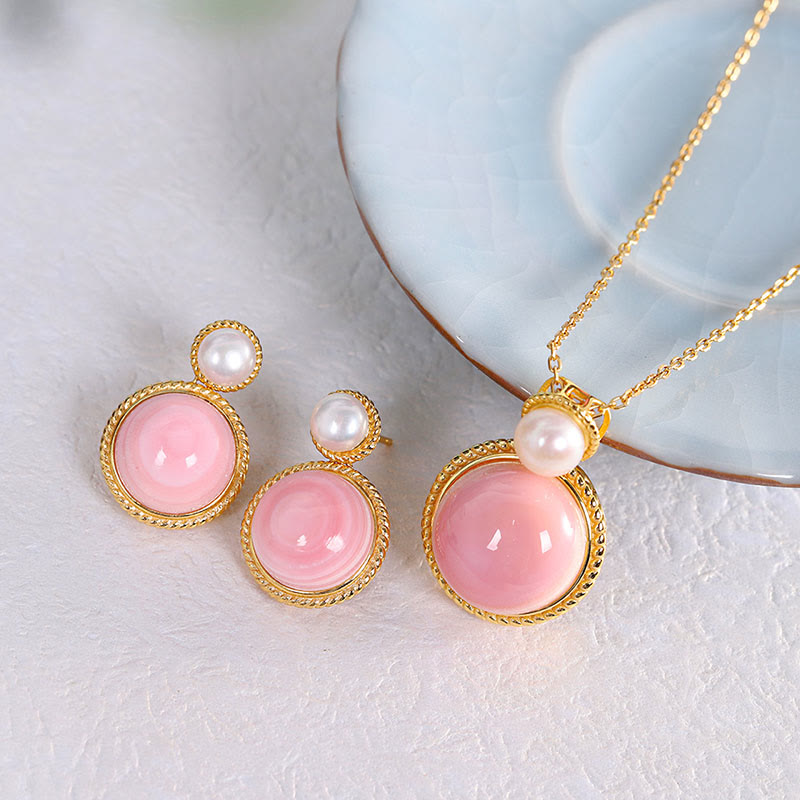 Queen Conch Pearl Spiritual Jewelry Set | 925 Sterling Silver