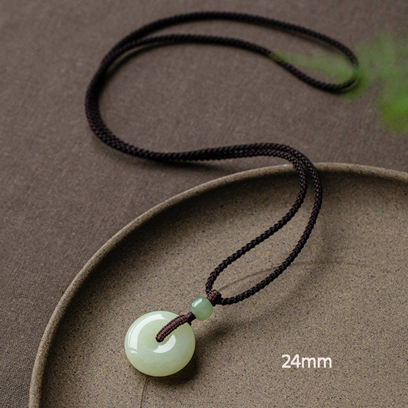 Natural Round Jade Necklace for Prosperity and Luck