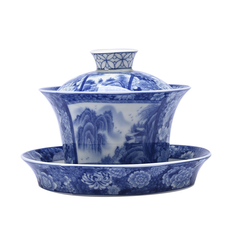 Ceramic Jingdezhen Dragon Phoenix Gaiwan Tea Cup 170ml