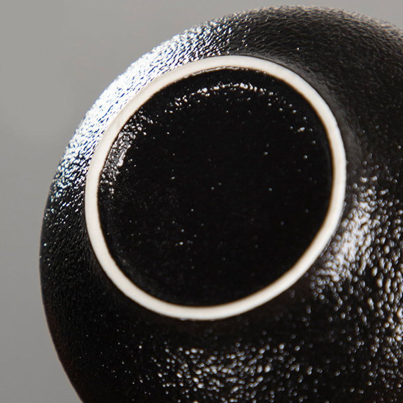 Tasse à thé en céramique noire peinte à la main de 95 ml, motif fleur de lotus