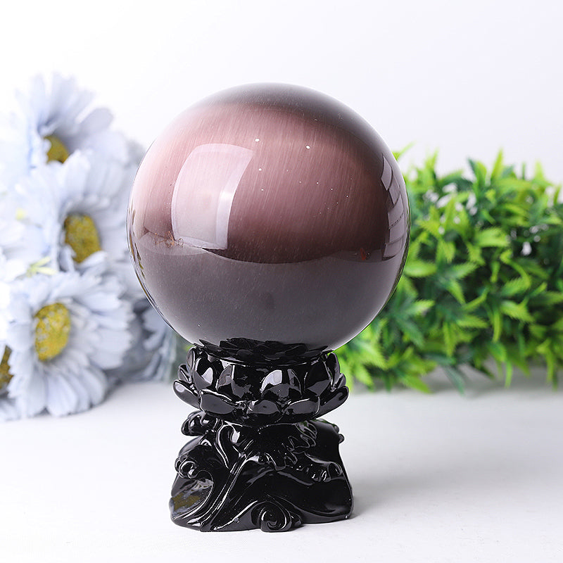 95mm Cat Eye Crystal Sphere for Energy Healing & Meditation