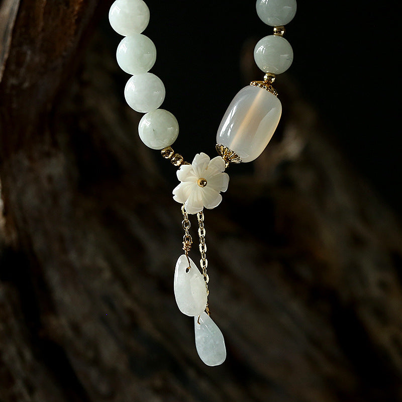 White Jade Luck & Protection Bracelet 7.5mm Beads