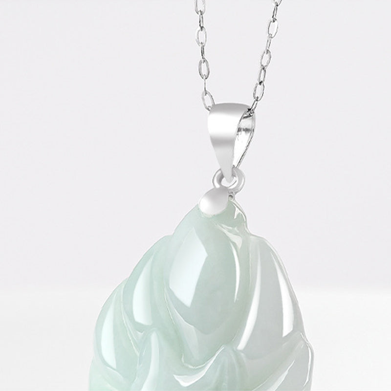 925 Sterling Silver Jade Necklace Nine Tailed Fox for Prosperity