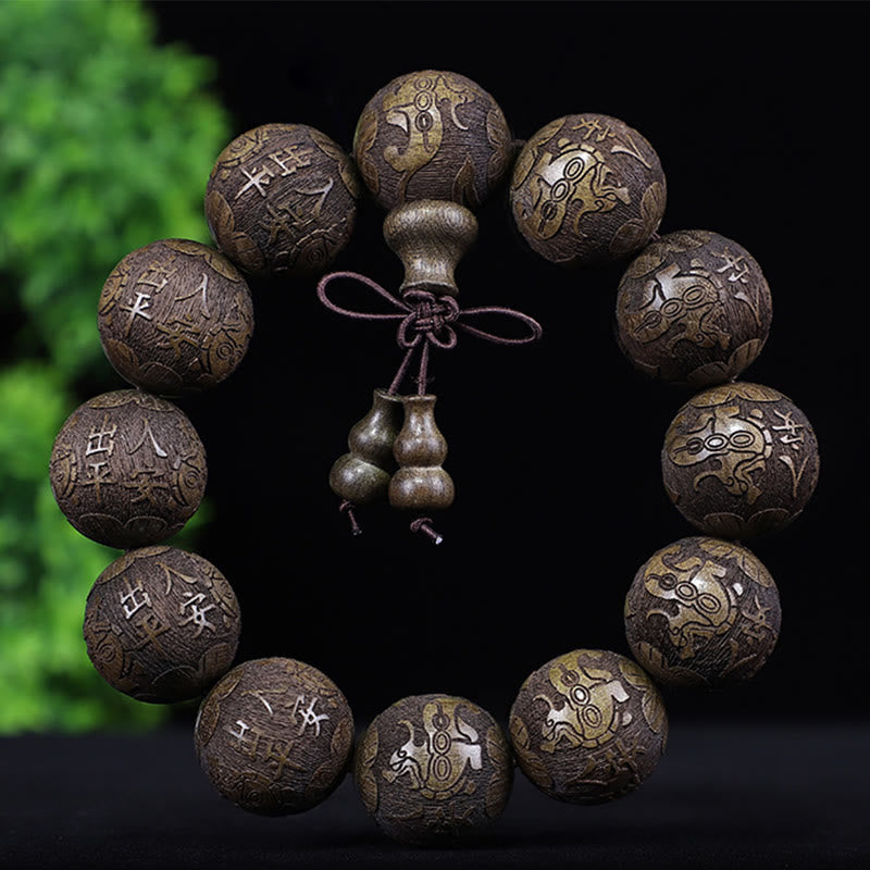 Bracelet zodiaque chinois en bois de rose | 12 perles du zodiaque Chaleur