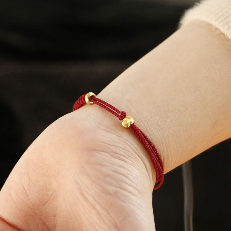 Alloy Peace Buckle Red String Bracelet for Protection & Luck