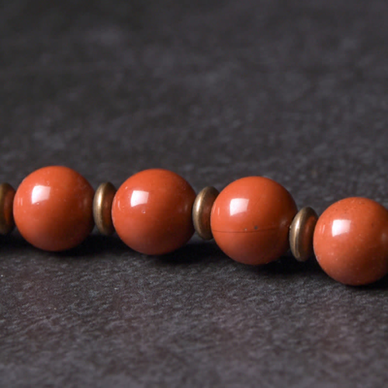 Unisex Obsidian Peace Bracelet with Red Jasper & Moss Agate