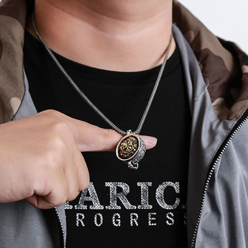 Copper Treasure Bowl Pendant Necklace for Wealth & Luck