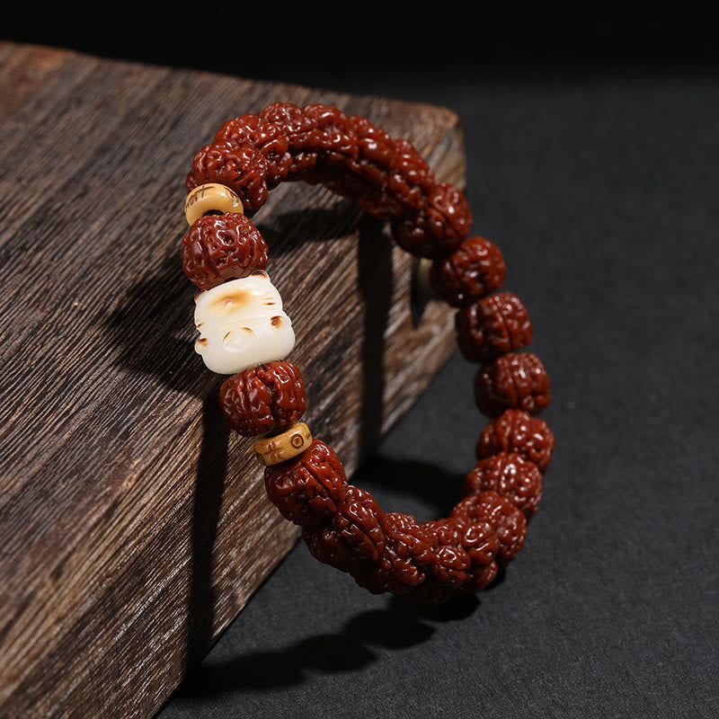 Unisex Rudraksha Bodhi Seed Dzi Bead Bodhi Seed Mala Bracelet