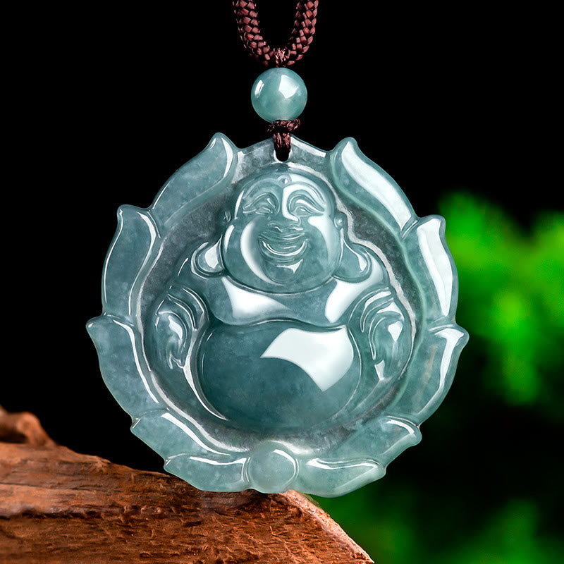 Collier Bouddha en jade naturel pour la chance et la richesse