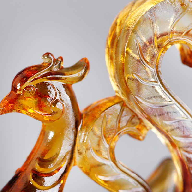 Handmade Azure Dragon Liuli Feng Shui Statue 11cm