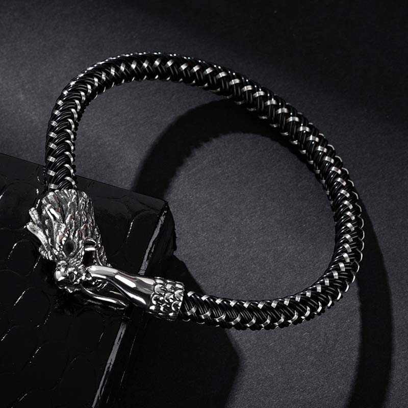 Titanium Steel Dragon Protection Luck Bracelet