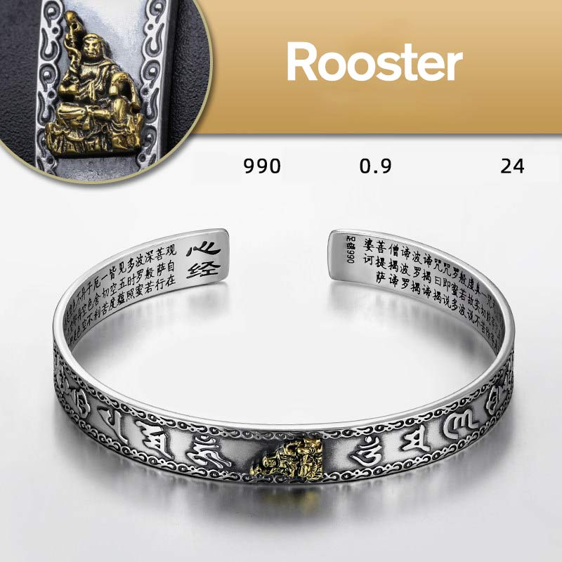 Bracelet de protection du Bouddha du zodiaque chinois en argent 9 mm