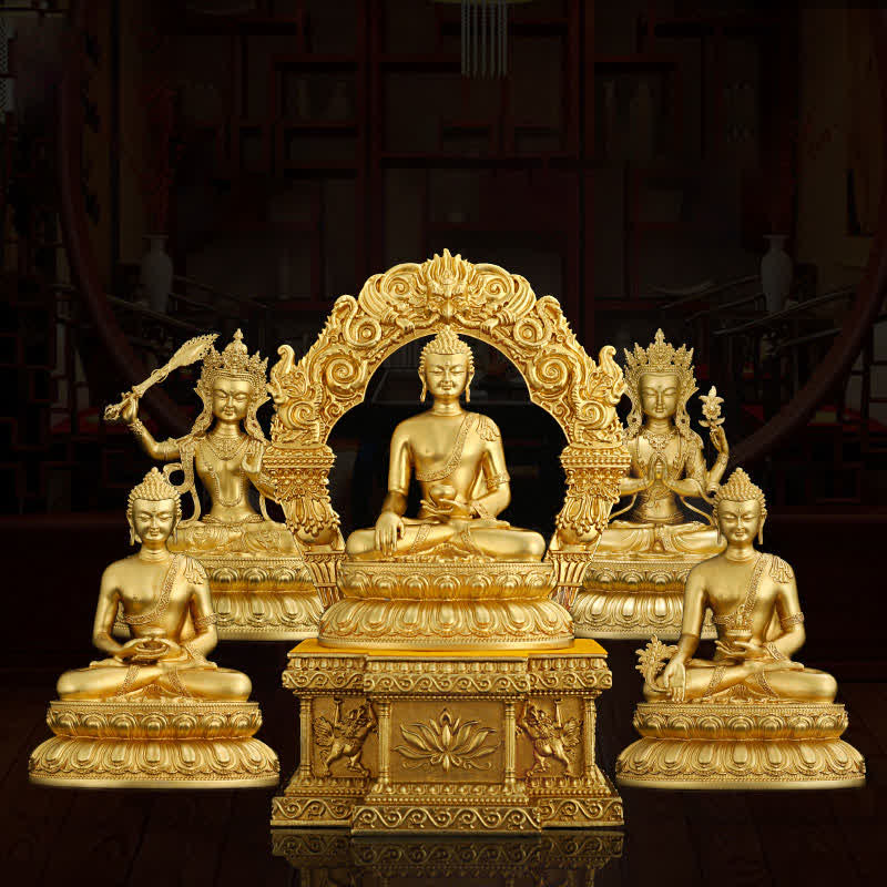 Copper Buddha Statue | Shakyamuni Amitabha Medicine Buddha Figurine