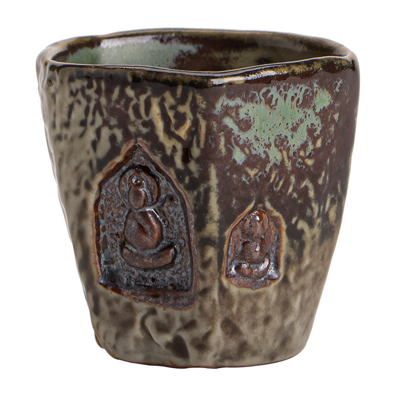 Tasse à thé vintage en céramique Dunhuang avec Bouddha gravé 150 ml