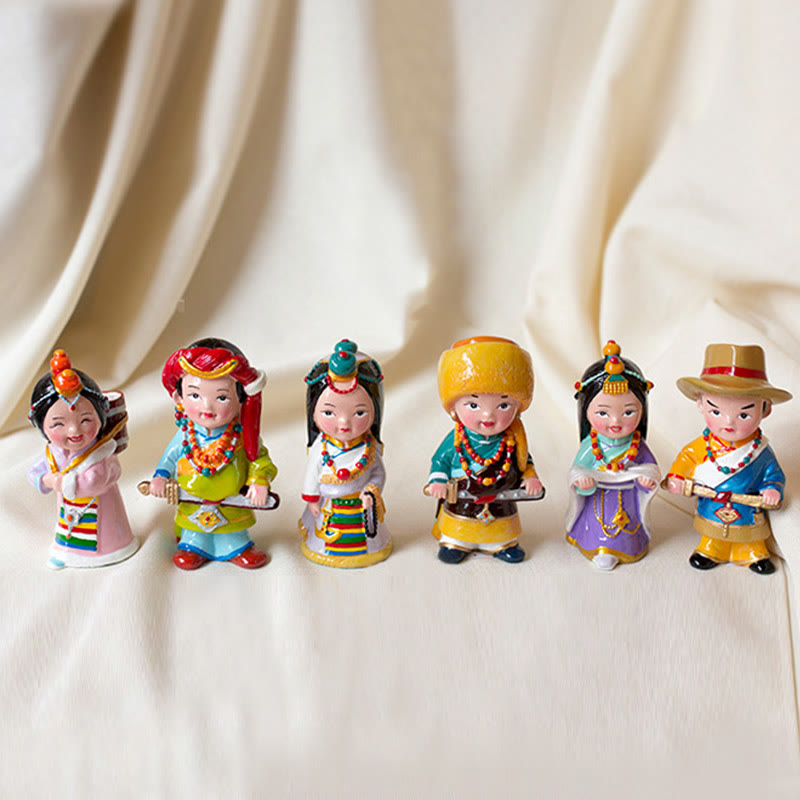 Figurines spirituelles tibétaines peintes à la main de 11 cm
