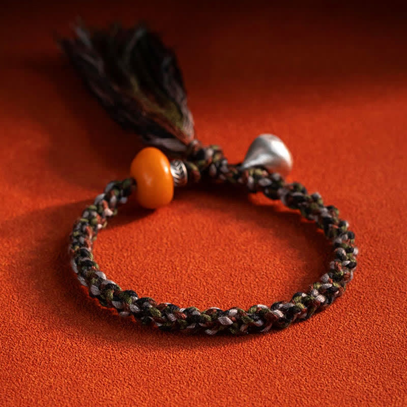 Bracelet de protection des vœux en argent sterling 990 et ambre