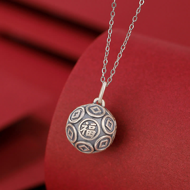 Collier avec pendentif porte-bonheur en argent sterling 990 Fu