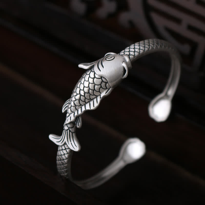 Bracelet poisson koï en argent sterling 990 pour la chance et la prospérité
