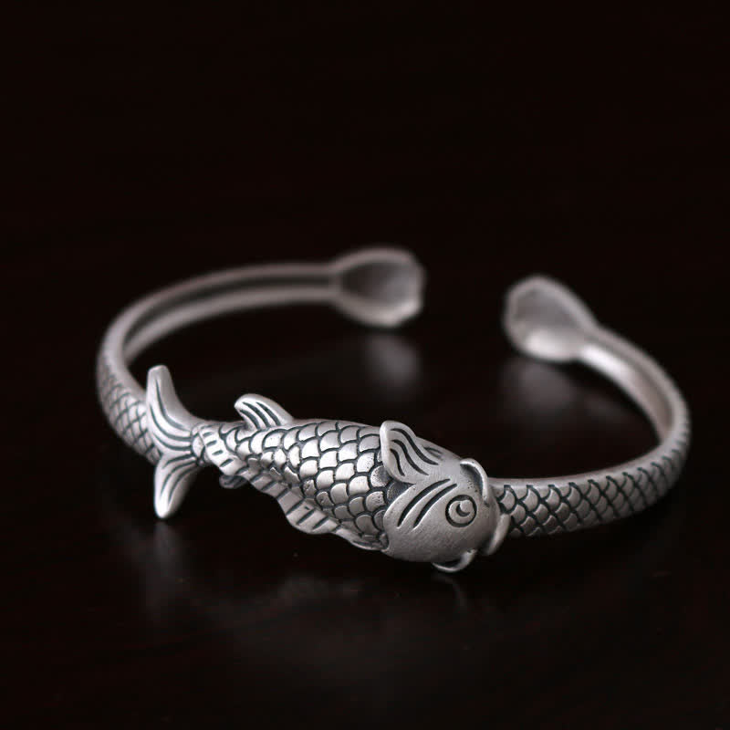 Bracelet poisson koï en argent sterling 990 pour la chance et la prospérité