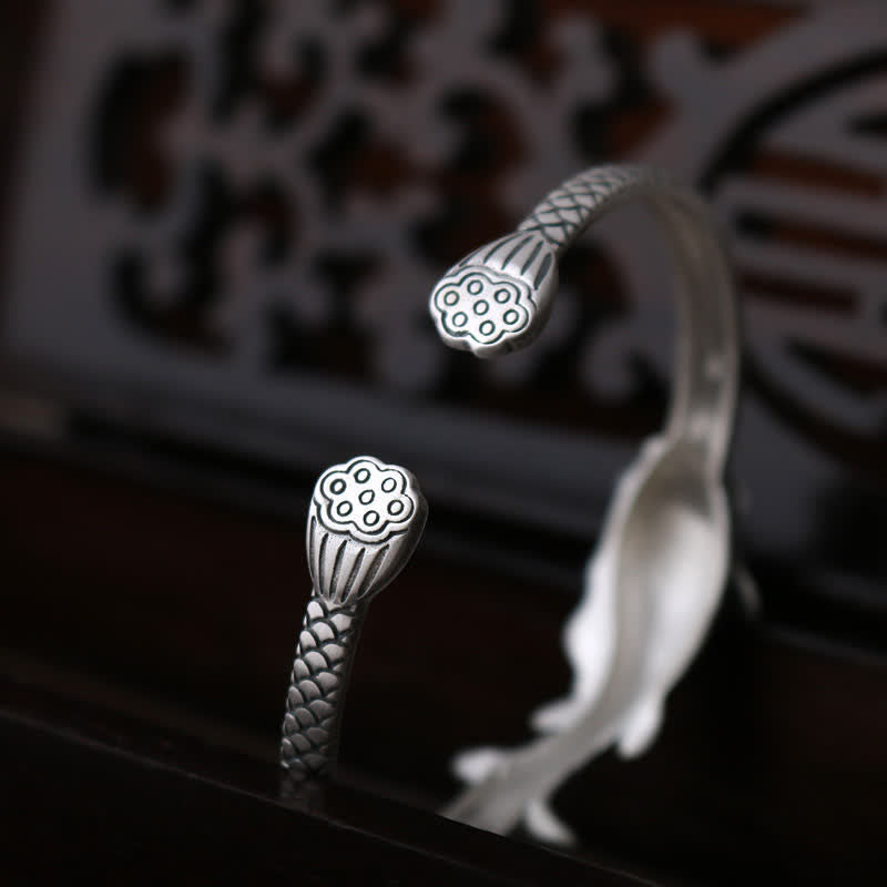 Bracelet poisson koï en argent sterling 990 pour la chance et la prospérité