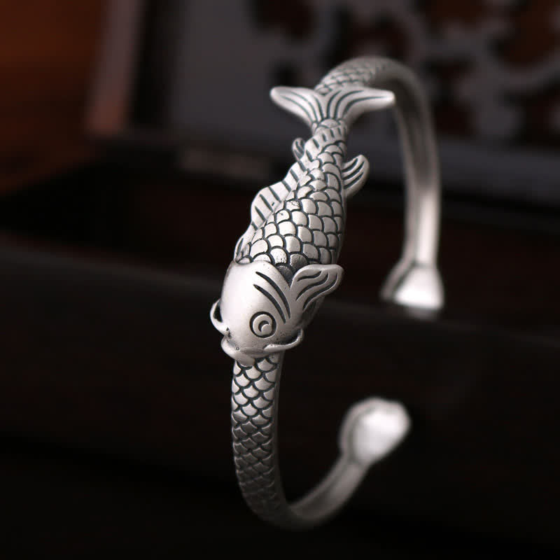 Bracelet poisson koï en argent sterling 990 pour la chance et la prospérité