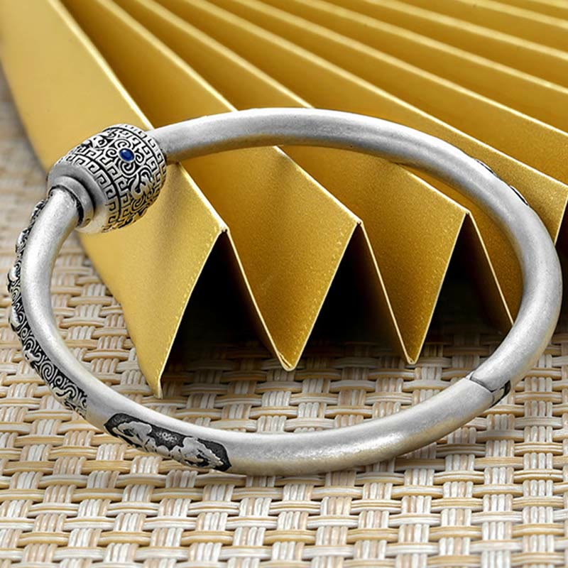 Bracelet jonc créatif en argent sterling 990 Om Mani Padme Hum