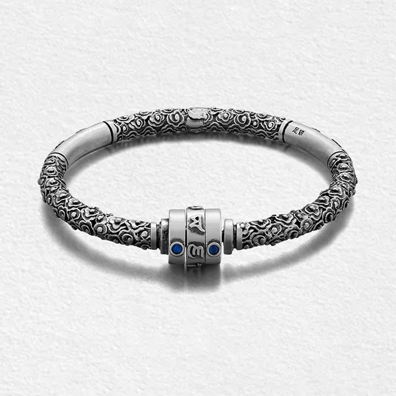 Bracelet jonc créatif en argent sterling 990 Om Mani Padme Hum