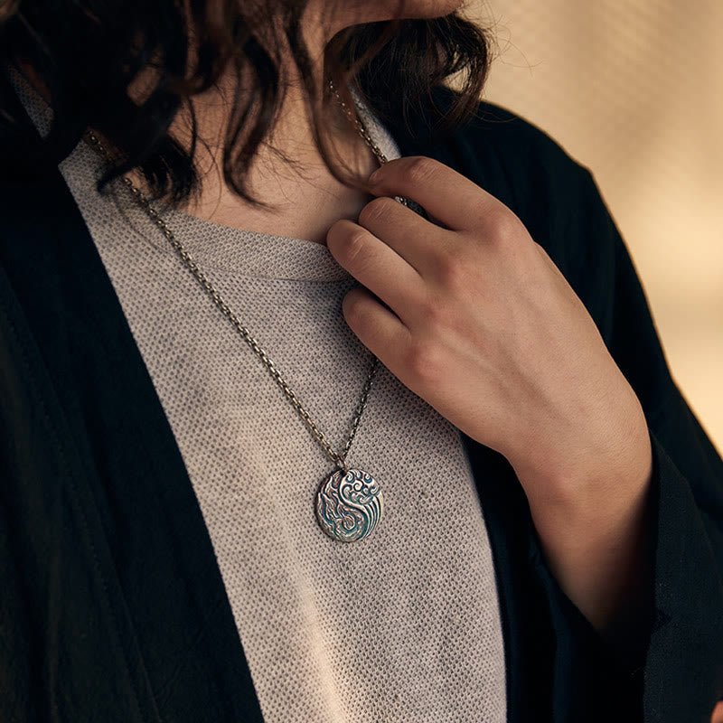 Collier Yin Yang Eau et Feu Équilibre en Argent Sterling 990