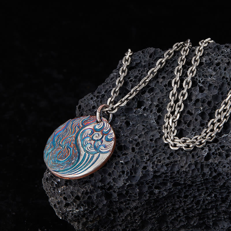 Collier Yin Yang Eau et Feu Équilibre en Argent Sterling 990