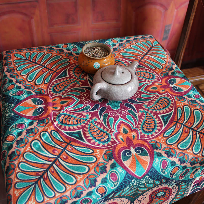 Boho Mandala Tablecloth 70x70cm Cotton Linen Blend