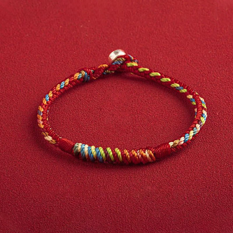 Multicolored Red String Bracelet with King Kong Knot for Protection